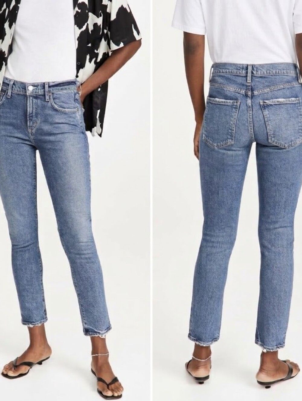 AGOLDE Toni Mid Rise Straight Leg Jeans Precipice Light Wash Distressed Size 26